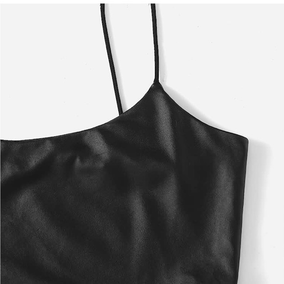 Spaghetti Strap Leather Body Suit Black - Picture 2 of 3